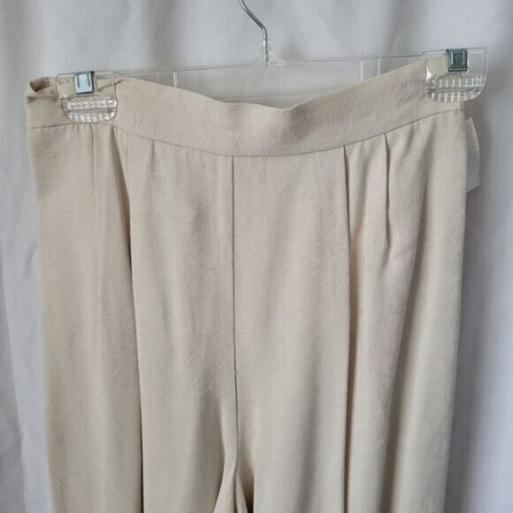 Vintage Karin Stevens 2 pc Pant Suit Sz 8 Rayon Poly Beige Embroidered NOS NWT - Picture 10 of 15